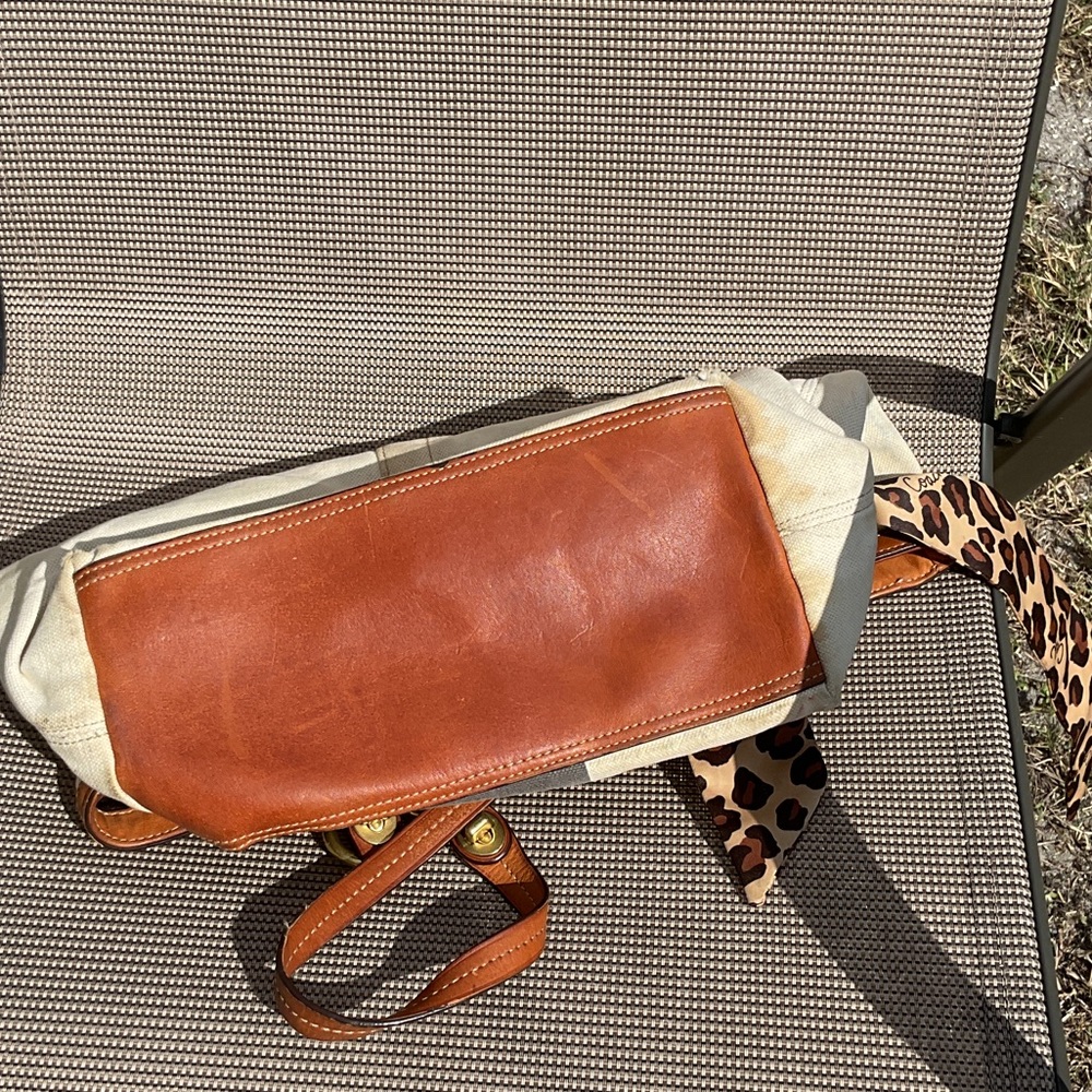 Coach beige with leather Trim Tote with Leopard Twilly - Picture 7 of 8